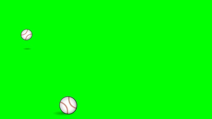 棒球移动动画集。俯仰，下落，跳到地上。经典的，典型的条纹缝制皮革棒球，从左到右弹跳，滚动。球在移动。