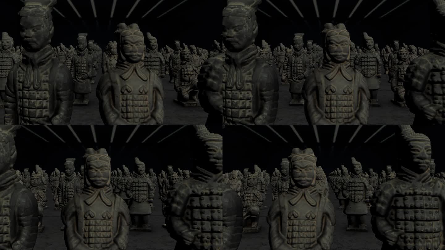 兵马俑在黑暗中连续3D动画