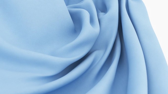 三维渲染的软蓝色丝绸背景豪华波布缎面织物