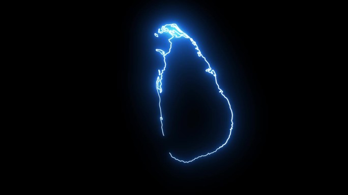 动画斯里兰卡地图图标与发光的霓虹灯效果