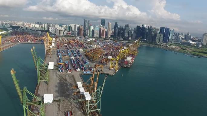 新加坡 港口 集装箱码头 航拍