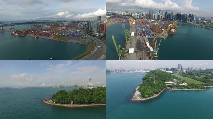 新加坡 港口 集装箱码头 航拍