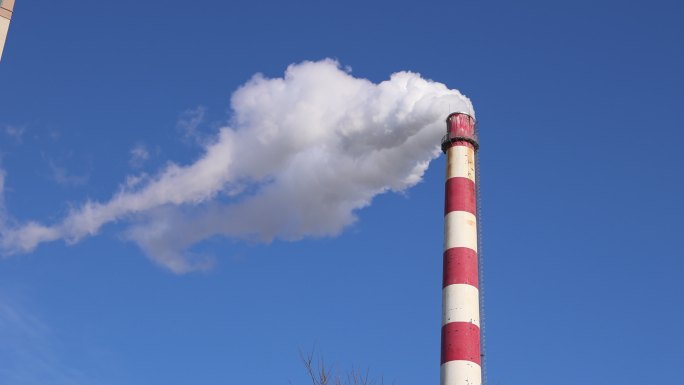 4k废气发电厂烟囱排气工业烟雾发电厂废气