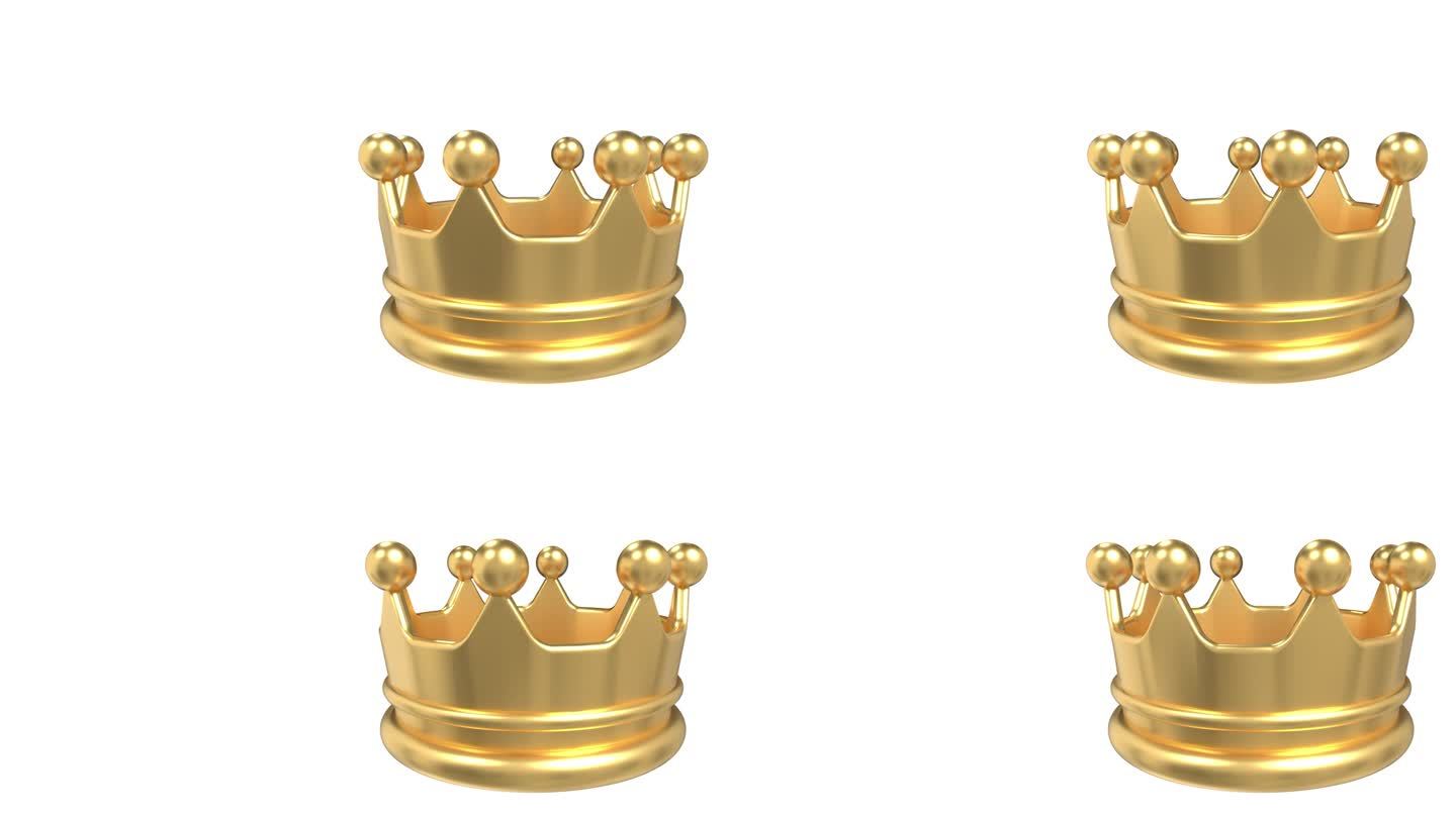 金冠动画。闪亮的金色王冠。皇家威严的象征。无缝和循环动画