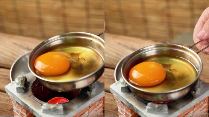 迷你厨房煎鸡蛋的过程