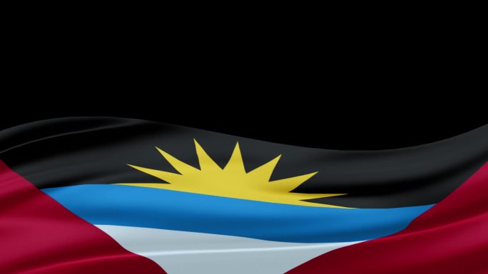 安提瓜和巴布达的旗帜挥舞与alpha频道镜头，以消除背景，可循环的4K
