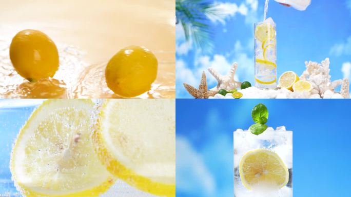 夏日冰爽饮品冰柠檬水广告
