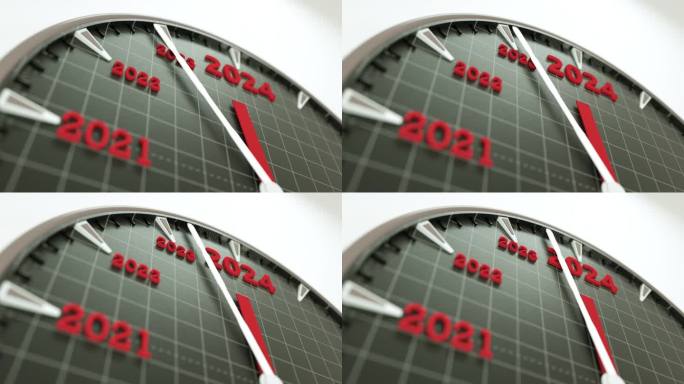 2024年新年时钟，3D渲染时钟从2023年到2024年