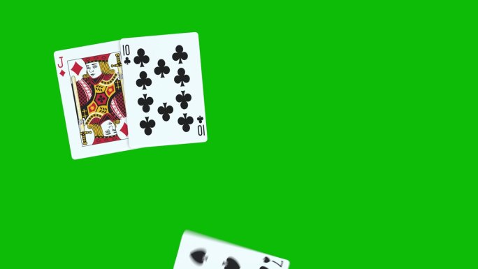一款扑克High hand，用绿屏上的3D动画逐张扔牌，扑克动画发牌，扑克动画发牌。赢得扑克高手组合