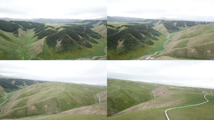 航拍甘肃省张掖市山区风景