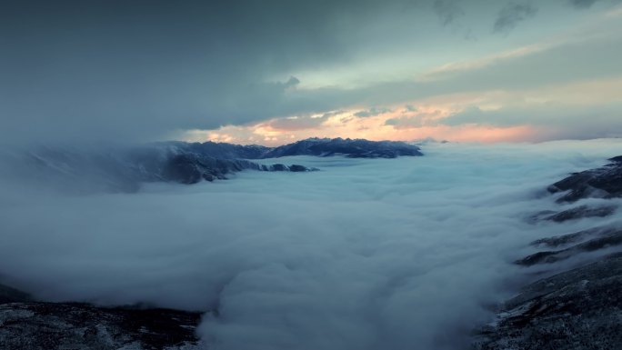 云海航拍 日出日落 朝霞 雪山 大气