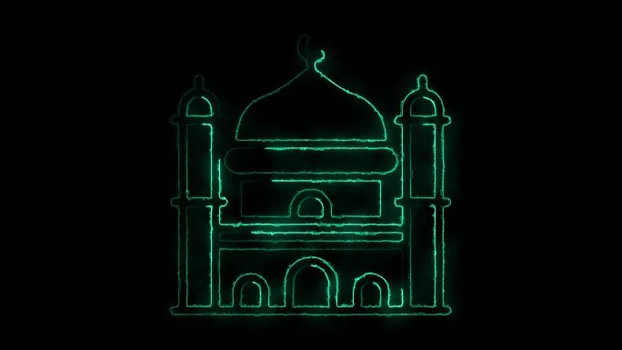 伊斯兰斋月开斋节霓虹背景。4K动画。