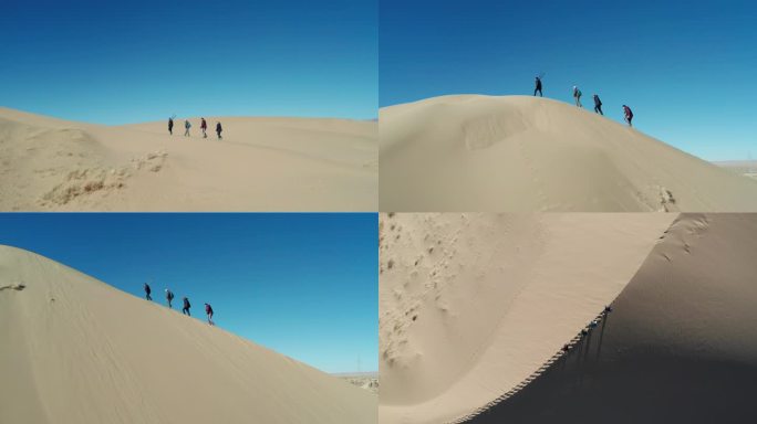 航拍沙漠徒步