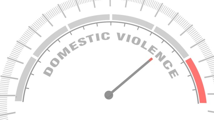 家庭暴力的概念。仪表刻度带箭头。彩色信息图测量元件。