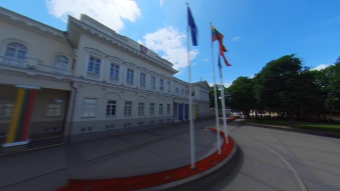 立陶宛共和国总统府。超移跟踪镜头。