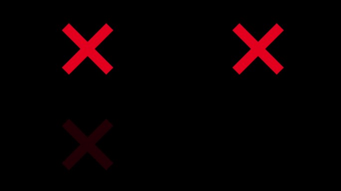 红十字图形动画。阿尔法通道。红色x符号在透明的背景运动设计。4 k的决议