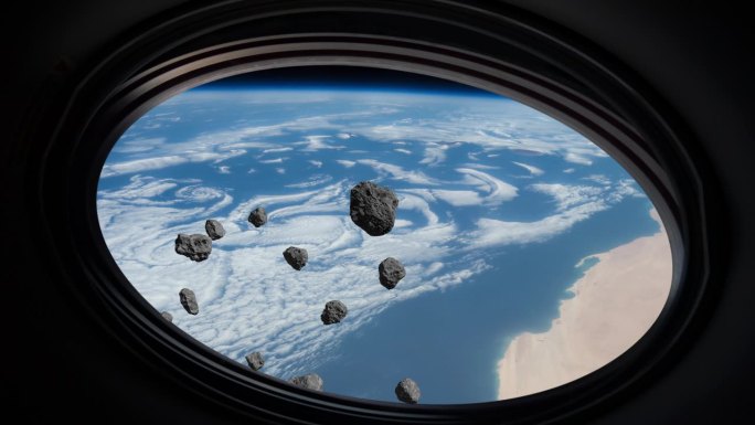 小行星飞过地球。