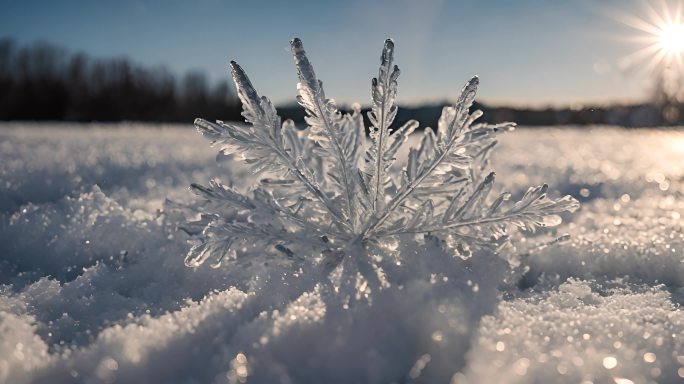 雪花冰晶结晶冬天下雪冬季唯美浪漫雪景霜花