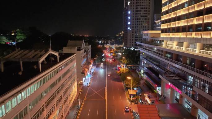 厦门思明区航拍市区市中心夜晚夜景车流交通