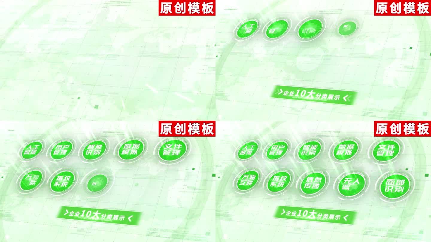 10-简洁绿色图标分类ae模板包装十