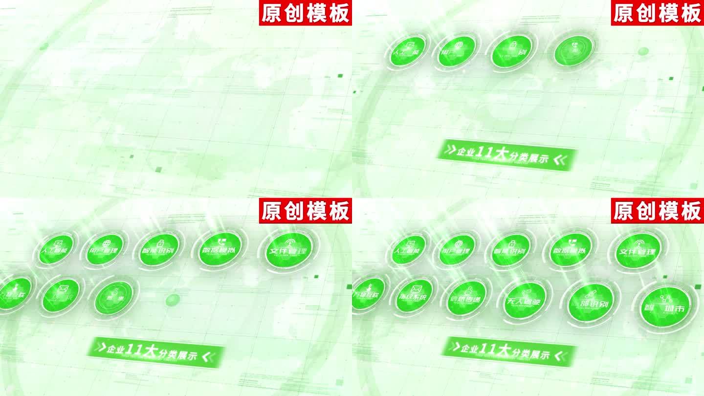 11-简洁绿色图标分类ae模板包装十一