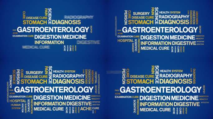胃肠病学动画字云，文字动画动态排版循环。