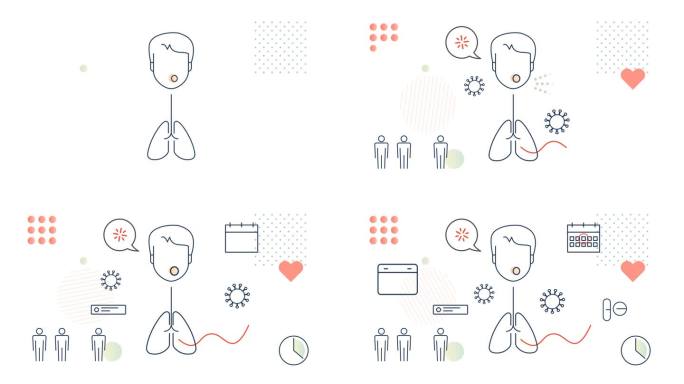 咳嗽和呼吸困难-慢阻肺护理-动画插图作为MP4文件