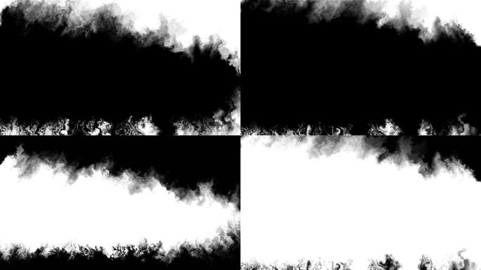 抽象的墨水飞溅过渡在黑白。笔墨笔触。墨刷污迹，飞溅，流体艺术，覆盖