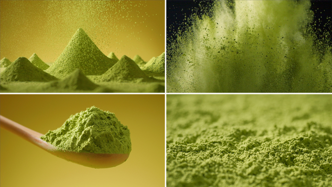抹茶粉绿色粉末粒子视频素材