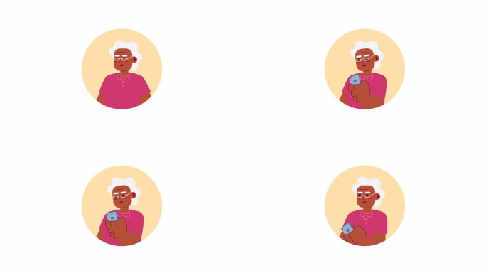 智能手机女人黑奶奶眼镜2D化身动画