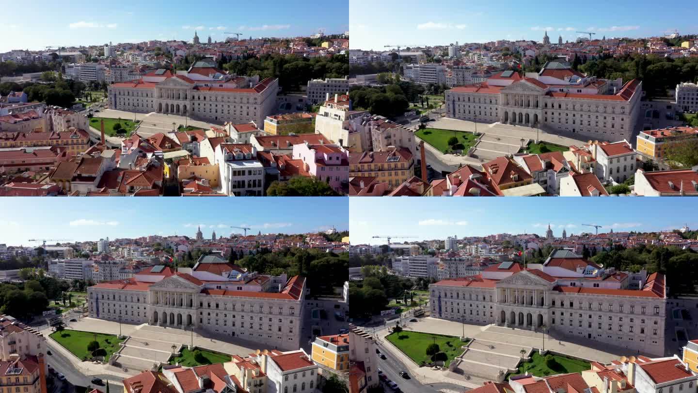 圣本托宫——圣本笃宫的正立面，葡萄牙里斯本。——空中