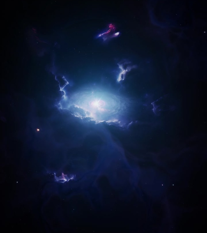深蓝空间星云和黑洞恒星异常的垂直广角照片