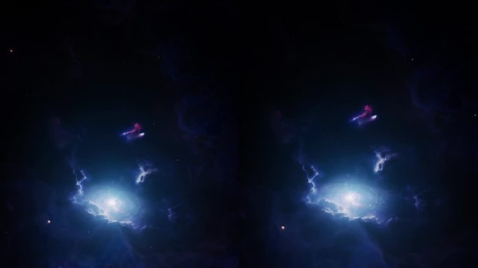 深蓝空间星云和黑洞恒星异常的垂直广角照片