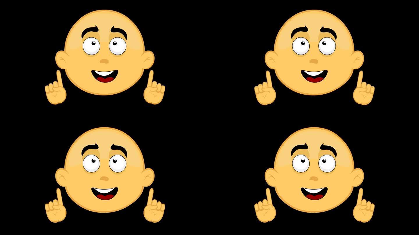 视频动画表情符号头黄色字符看手指向上