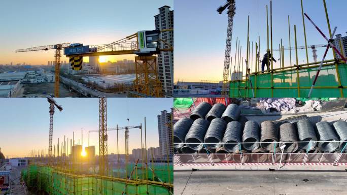 清晨工地工人施工素材合集