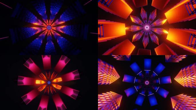 霓虹灯在一个催眠的多色VJ循环中有节奏地脉冲。
