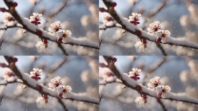 4K梅花冬日下雪大寒春节