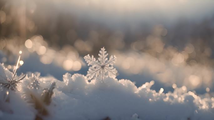雪花冰晶结晶冬天下雪冬季唯美浪漫雪景霜花