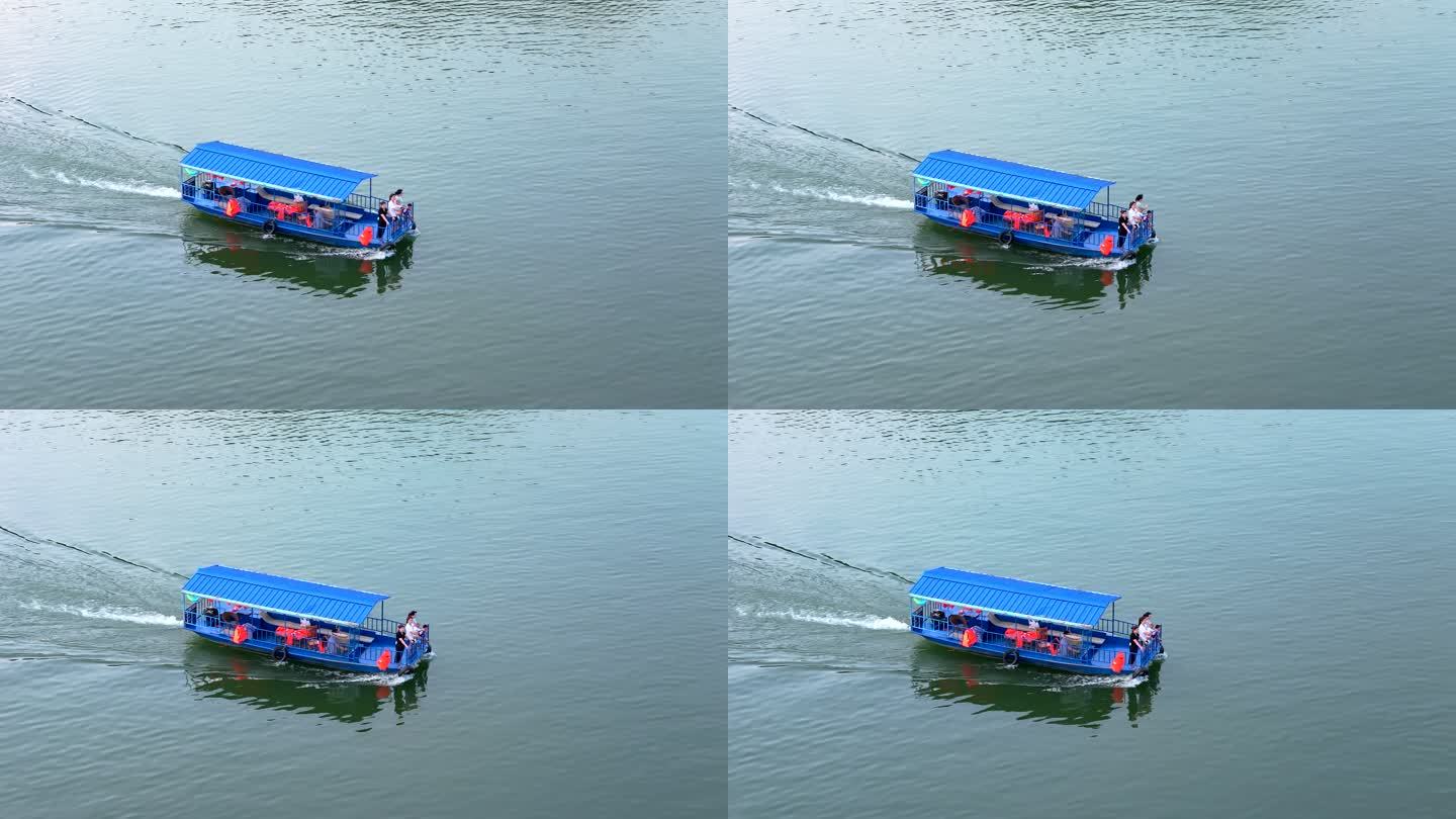 湖面快速行驶的小船