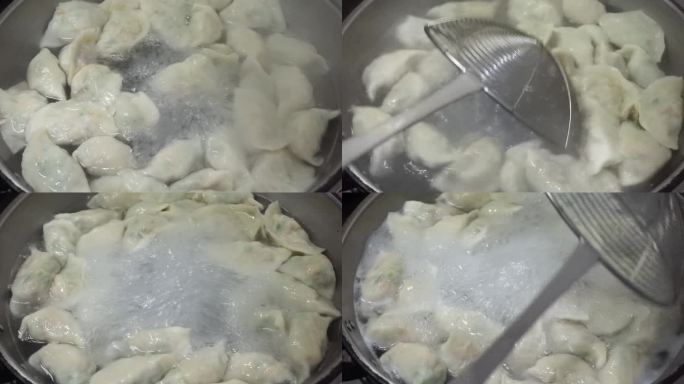 除夕夜妈妈在厨房煮饺子中国美食年夜饭