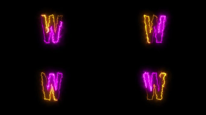 霓虹字母W带alpha通道，霓虹字母和字母，霓虹灯