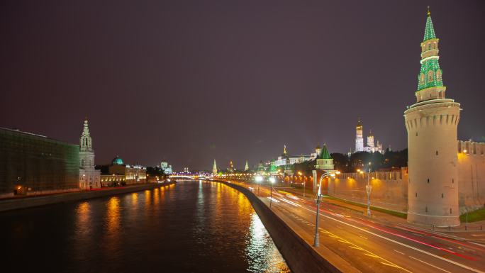 莫斯科河夜景延时