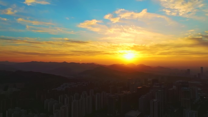 群山山区日出夕阳