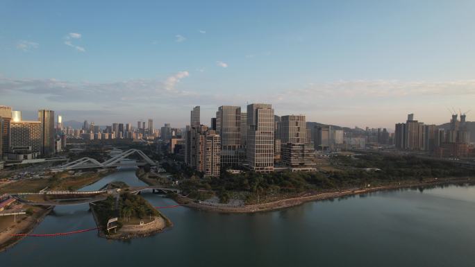 4K深圳前海石公园航拍城市素材