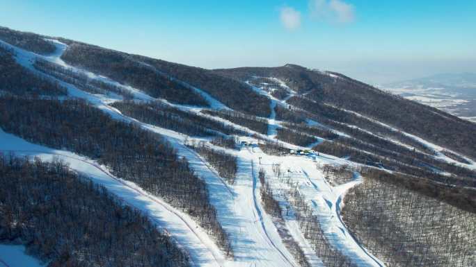 吉林市松花湖滑雪场冬季风光冰雪运动航拍