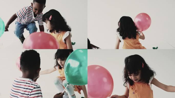 快乐的小女孩玩气球