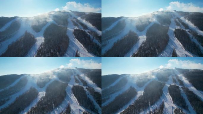 吉林市松花湖滑雪场冬季风光冰雪运动航拍