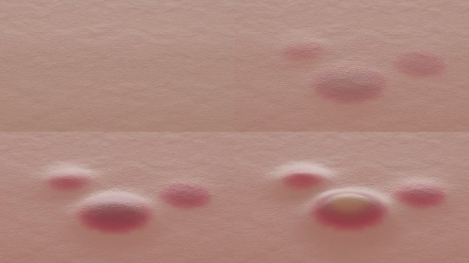 粉刺会突然出现在脸部皮肤上。丘疹造成
