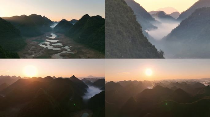 广西千里江山图日出平流雾