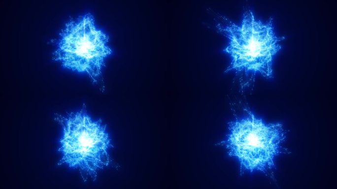 抽象发光环光高科技能量蓝色球体原子能量块从线条和粒子未来，抽象的背景